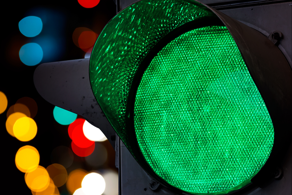 close-up of green traffic light