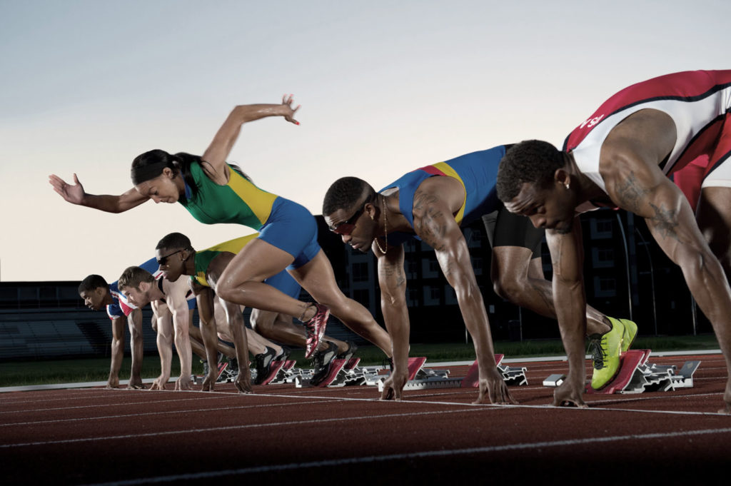 runner leaving the starting blocks before the start of the race