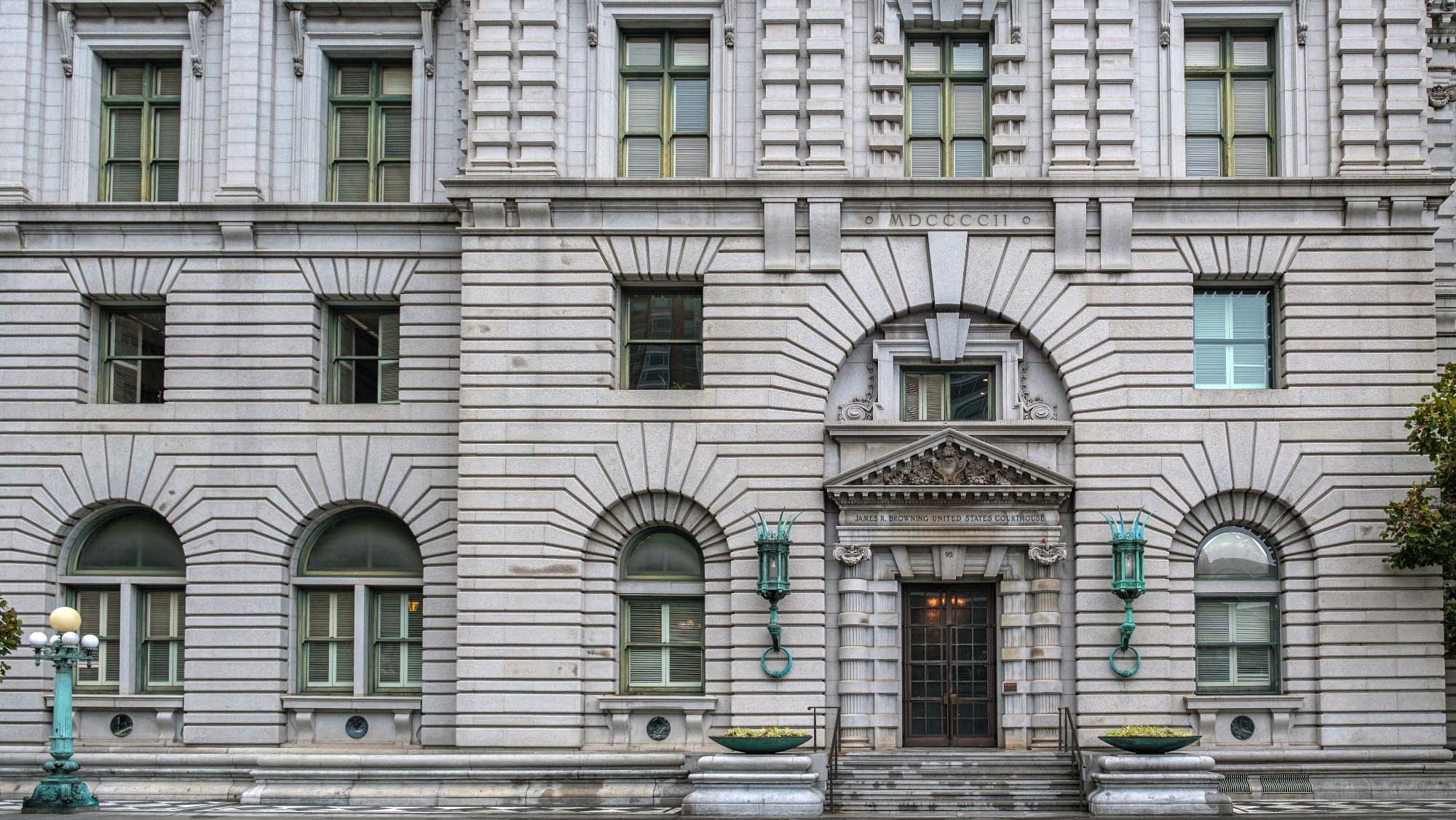 facade of the James R. Browning United States Courthouse in San Francisco