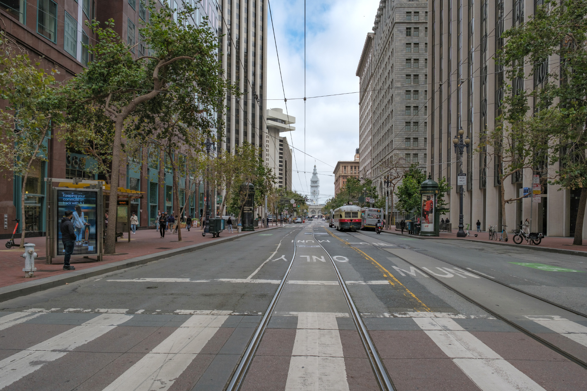 view of the San Francisco Ferry Building from Market Street