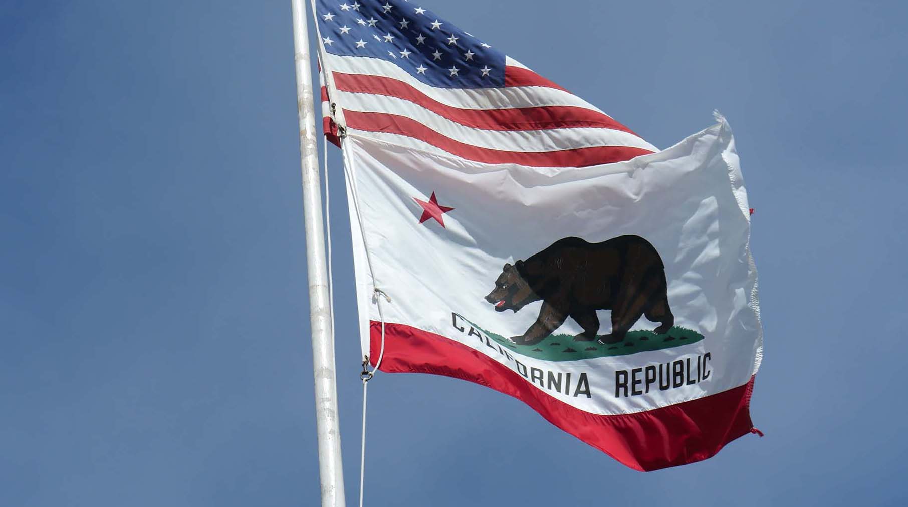 Flags of the United States of America and California