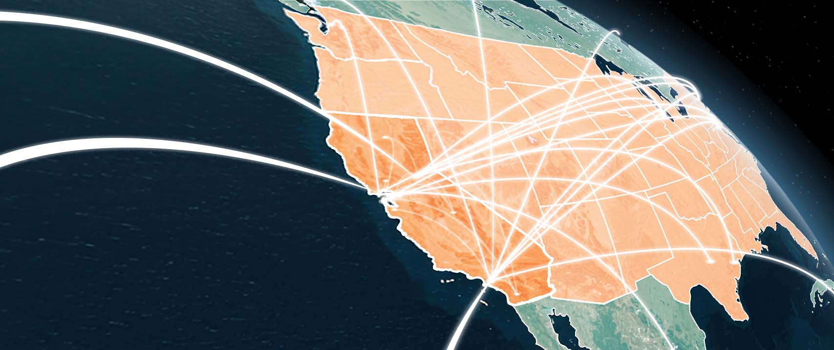 Detail of map featuring California