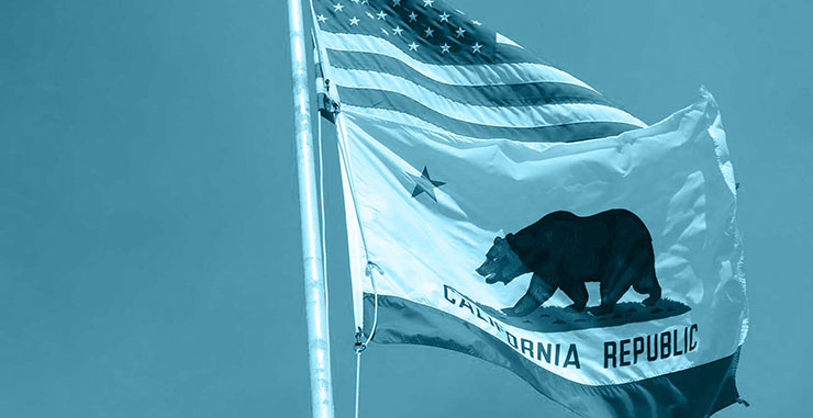 Flags of the United States of America and California