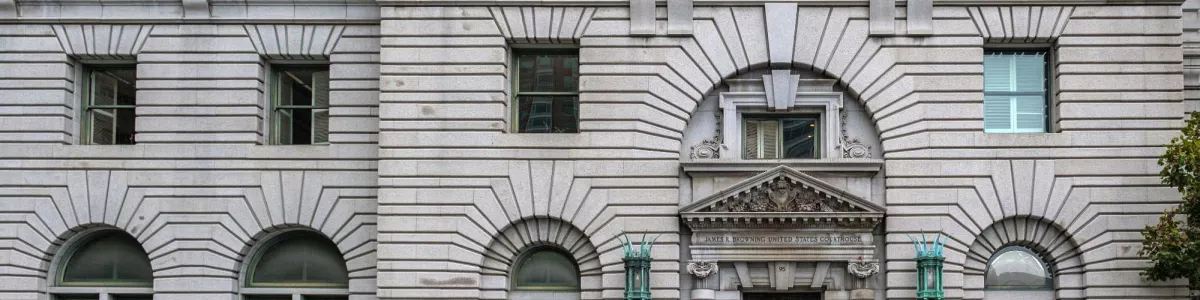 facade of the James R. Browning United States Courthouse in San Francisco