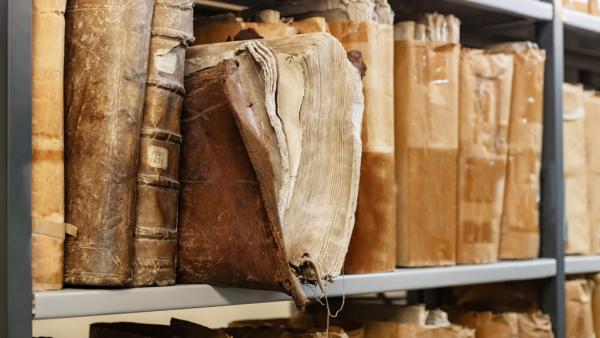 very old legal books on a shelf