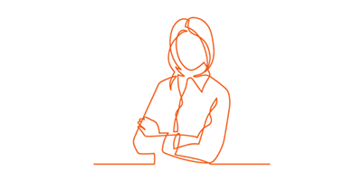 single-line illustration of a woman with her arms folded